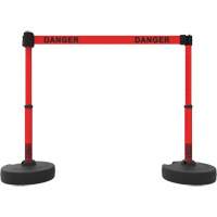 Plus Barrier Post Set, Plastic, 42" H, Red Tape, 15' Tape Length Mukwa Safety Services