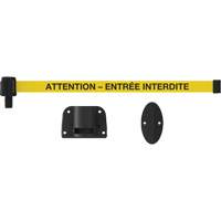Plus Wall Mount Barrier System, Plastic, Screw Mount, 15', Yellow Tape Mukwa Safety Services