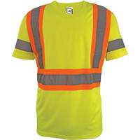 Short Sleeve Safety T-Shirt, Polyester, 2X-Large, High Visibility Lime-Yellow Mukwa Safety Services