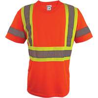 Short Sleeve Safety T-Shirt, Polyester, 2X-Large, High Visibility Orange Mukwa Safety Services