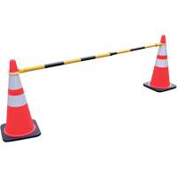 Retractable Cone Bar, 7'2" Extended Length, Black/Yellow Mukwa Safety Services