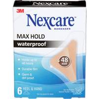 Pansements imperm&eacute;ables &agrave; tenue maximale Nexcare, Main/Talon, 3-1/2", Plastique, St&eacute;rile Mukwa Safety Services