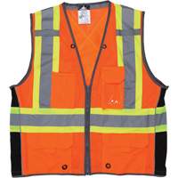 Surveyor Safety Vest, High Visibility Orange, Large, Polyester Mukwa Safety Services