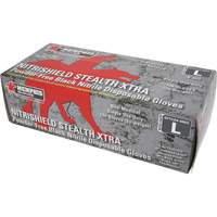 NitriShield Stealth Extra Disposable Gloves, Large, Nitrile, 6-mil, Powder-Free, Black Mukwa Safety Services