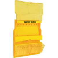 Deluxe Lockout Station with Cover and Trilingual Labels, None Padlocks, 32 Padlock Capacity, Padlocks Not Included Mukwa Safety Services