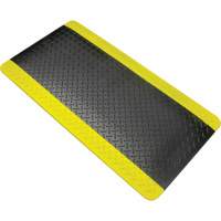 Anti-Fatigue Matting, Diamond, 1-2/3' x 3-1/4' x 3/4", Black/Yellow, Polyurethane Mukwa Safety Services