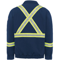 Men's Lined Bomber Jacket with Reflective Trim, Small, Navy Blue, 29 cal/cm² Mukwa Safety Services