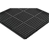 Cushion-Ease&reg; 550 Interlocking Anti-Fatigue Mat, Slotted, 3' x 3' x 3/4", Black, Rubber Mukwa Safety Services