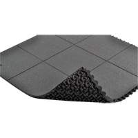 Cushion-Ease&reg; Interlocking Anti-Fatigue Mat, Pebbled, 3' x 3' x 3/4", Black, Natural Rubber Mukwa Safety Services