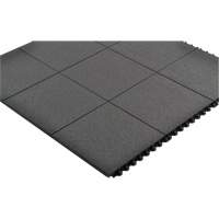 Cushion-Ease&reg; Interlocking Anti-Fatigue Mat, Pebbled, 3' x 3' x 3/4", Black, Natural Rubber Mukwa Safety Services