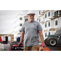 Hybrid Work Tee Shirt, Men's, Small, Grey Mukwa Safety Services