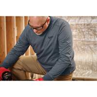 Hybrid Work Tee Shirt, Men's, Small, Blue Mukwa Safety Services