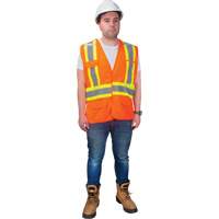 Veste d'arpenteur haute visibilit&eacute; conforme &agrave; la CSA, Orange haute visibilit&eacute;, Moyen, Polyester Mukwa Safety Services
