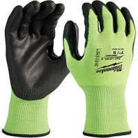 High-Visibility Cut-Resistant Gloves, Size Small, 15 Gauge, Nitrile/Polyurethane Coated, Polyethylene Shell, ANSI/ISEA 105 Level 3 Mukwa Safety Services