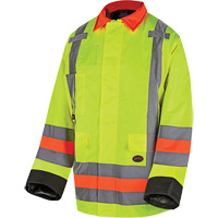 6040 Quebec Winter Traffic Control Jacket, Polyester, High Visibility Lime-Yellow, X-Small Mukwa Safety Services