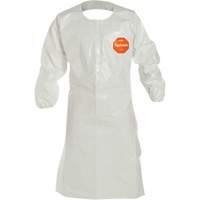 Disposable Sleeved Apron, Tychem&reg; 4000, White, 44" L Mukwa Safety Services