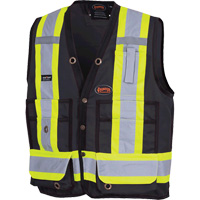 6692BK Surveyor's Safety Vest, Black, Medium, Polyester Mukwa Safety Services