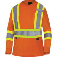 6968 Bird's-Eye Women's Safety T-Shirt, Polyester, X-Small, High Visibility Orange Mukwa Safety Services