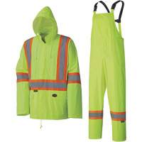 5599 Lightweight Waterproof Rain Suit, Polyester/PVC, X-Small, High Visibility Lime-Yellow Mukwa Safety Services