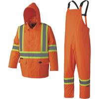 5608 210D Waterproof Rain Suit, Polyester/PVC, Small, High Visibility Orange Mukwa Safety Services