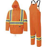 5618 150D Rain Suit, Polyester/Polyurethane, Small, High Visibility Orange Mukwa Safety Services