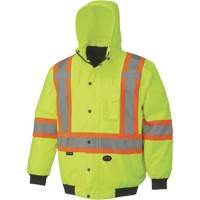 5023 Waterproof 7-in-1 Bomber Jacket, Polyester, High Visibility Lime-Yellow, Small Mukwa Safety Services