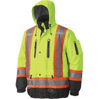 5201 Premium Breathable Waterproof Jacket, Polyester, Black/High Visibility Lime-Yellow, Large Mukwa Safety Services