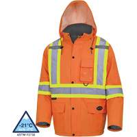 5030 Waterproof Quilted Safety Parka, High Visibility Orange, Small Mukwa Safety Services