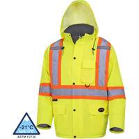 5031 Waterproof Quilted Safety Parka, High Visibility Lime-Yellow, Small Mukwa Safety Services