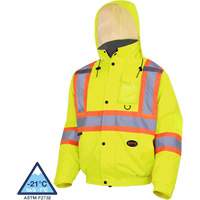 5033 Waterproof Winter Quilted Safety Bomber Jacket, Polyester, High Visibility Lime-Yellow, Small Mukwa Safety Services