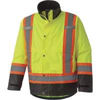 5401 300D Trilobal Ripstop Waterproof Safety Jacket, Polyester, Black/High Visibility Lime-Yellow, X-Small Mukwa Safety Services