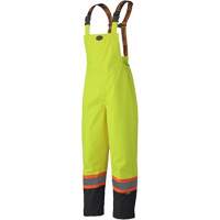 5405 300D Trilobal Ripstop Waterproof Bib Pants, Polyester, X-Small, High Visibility Lime-Yellow Mukwa Safety Services