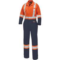 5514WBB Women's 2-Tone Safety Coveralls, X-Small, High Visibility Orange/Navy Blue Mukwa Safety Services