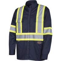 4414 Button-Down Work Shirt, Poly-Cotton, Small, Navy Blue Mukwa Safety Services
