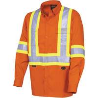 4441 Ultra-Cool Long-Sleeved Safety Shirt, Cotton, Small, High Visibility Orange Mukwa Safety Services
