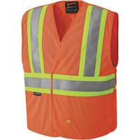 6914A Flame Resistant Safety Vest, High Visibility Orange, Medium/Small, Polyester Mukwa Safety Services