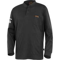 332 Chandail Henley en tricot interlock ignifuge, Petit, Noir Mukwa Safety Services