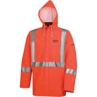 576J High-Visibility FR Rain Jacket, Small, High Visibility Orange Mukwa Safety Services