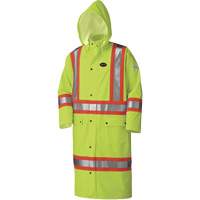 5897 Flame Resistant Waterproof Long Coat, Large, High Visibility Lime-Yellow Mukwa Safety Services