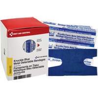 Knuckle Blue Detectable Bandages, Knuckle, Fabric Metal Detectable, Sterile Mukwa Safety Services