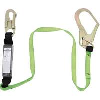 SA-5402-4 Shock Absorbing Lanyard, 4', Rebar Hook Center, Snap Hook Leg Ends, Polyester Mukwa Safety Services