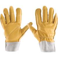 Gants tout cuir, 7/Petit, Paume en Cuir fleur, Poignet &eacute;lastique Mukwa Safety Services