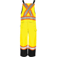 TO1 Winter Traffic Overalls, Polyester, Small, Black/High Visibility Lime-Yellow Mukwa Safety Services
