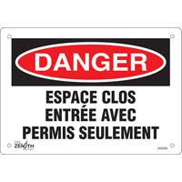 Enseigne  Espace clos , 7" x 10", Plastique, Français Mukwa Safety Services