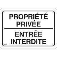 Enseigne  Propri&eacute;t&eacute; priv&eacute;e , 14" x 20", Aluminium, Français Mukwa Safety Services