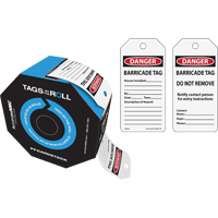 Danger Barricade Tags, Cardstock, 3" W x 6-1/4" H, English Mukwa Safety Services