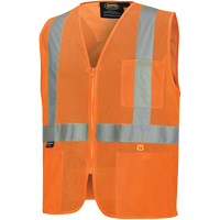 6943 Flame-Resistant Mesh Safety Vest, High Visibility Orange, Small, Polyester Mukwa Safety Services