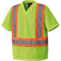 5993P Mesh Safety T-Shirt, Polyester, Small, High Visibility Lime-Yellow Mukwa Safety Services