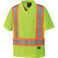 6989 Traffic Micro Mesh T-Shirt, X-Small, High Visibility Lime-Yellow Mukwa Safety Services