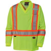 6985 Traffic Micro Mesh Long-Sleeved Safety Shirt, Small, High Visibility Lime-Yellow Mukwa Safety Services